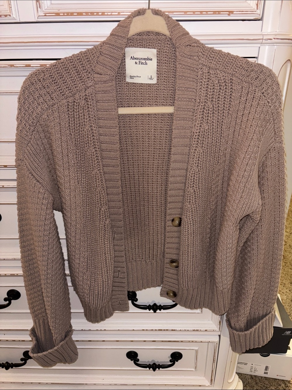Abercrombie & Fitch Beige Taupe Chunky Button-Front Cardigan Sweater
